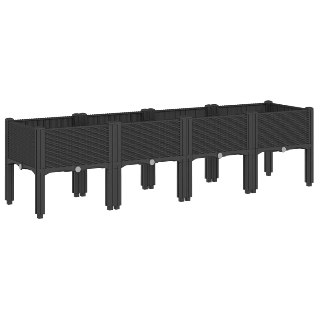 vidaXL Garden Planter with Legs Black 160x40x42 cm PP