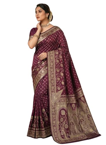 Image of C J Enterprise Women's Pure Soft Silk Saree With Blouse Piece For Wedding (Jiya)