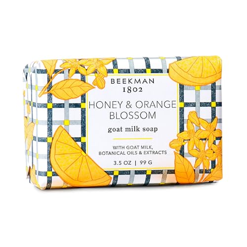 Image of Beekman 1802 Goat Milk Soap - Moisturizing Hand & Body Soap Bar with Shea Butter & Botanical Oils, Triple-Milled, Non-Drying, Made for Sensitive Skin, Honey & Orange Blossom 3.5 oz