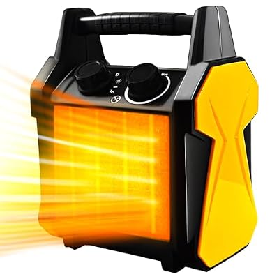 tectake Outdoor Heater, 1500W Patio Heater for Garage, Portable Electric Space Heater with Overheat Tip-Over Protection, PTC Ceramic Outdoor Heater for Garage, Greenhouse, Indoor Outdoor Use,Yellow