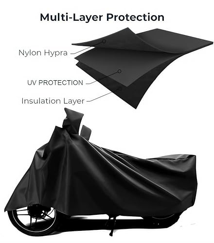 Image of AutoCart Bike Scooty Motorcycle Cover for Premium Bike (Black Color) Also Suitable for All 125 CC Bikes and Scooty and Upto 150cc Pack of 1 | Design for Suzuki GIXXER