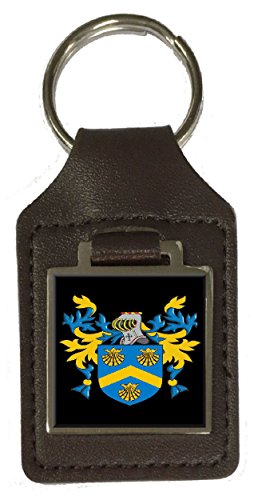 Porte-clés en cuir marron Fouler blason de famille idée cadeau homme
