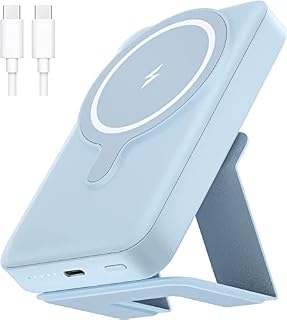 LVFAN 10000 mAh Magnetic Wireless Power Bank, Portable Charger & 22W USB-C PD Fast Charging with Mag-Safe Battery Pack for iPhone 14/13/12 Series (Blue)