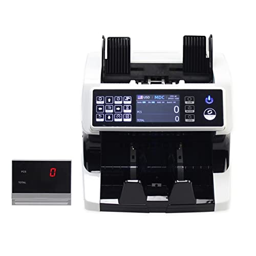 Máquina contadora de dinero con pantalla táctil CIS contador de valor mixto, detector de dinero de alta precisión, 6-8 billetes, máquina detectora de falsificaciones (con pantalla)