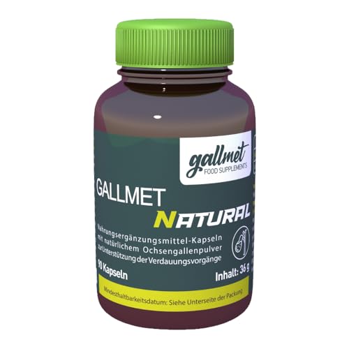 GALLMET-Natural 90 Kapseln, Gallensäure, Ox Bile, Kapseln, Verdauungsenzyme zur Unterstützung der Leber, mit Ochsen-Galle und Gallensalzen, ideal nach Entfernung der Gallenblase