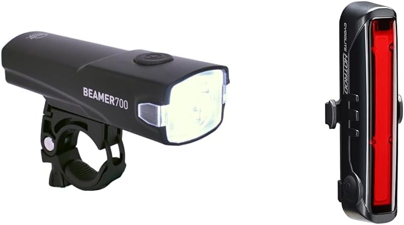 Planet Bike Beamer 700 Bike Headlight and CYGOLITE Hotrod 50 Lumen Bike Tail Light with 6 Modes and USB Rechargeable