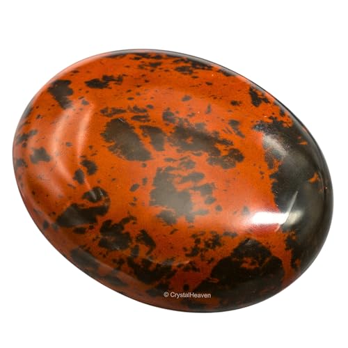 Image of Certified Mahogany Obsidian Crystal Palm Pebbles Stones for Anxiety Stress Relief Massage - AAA Grade Original Healing Gemstone Agate Palm Stone for Yoga Meditation Spiritual Reiki Feng Shui