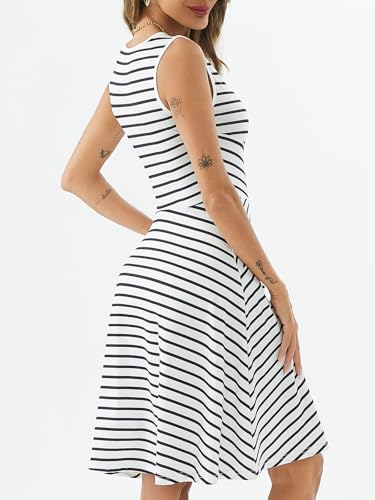 Image of PerZeal Women's Summer Casual Dresses 2025 Sleeveless Striped Mini Dress High Waisted A Line Party Dresses