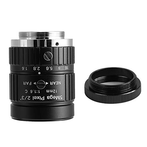 Natudeco 5MP 12mm Camcorder Lens Length HD Manual Lens 2/3 C Mount Professional Camcorder Lens for Surveillance Security Camera