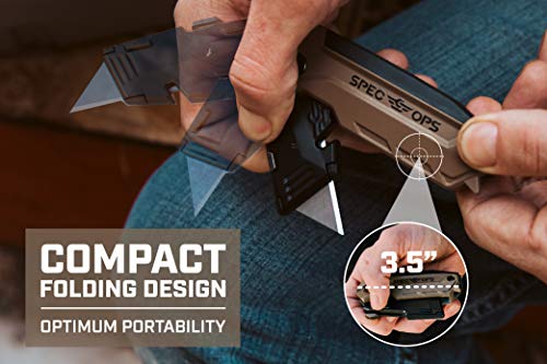 Spec Ops Faca utilitária dobrável, inclui 3 lâminas no armazenamento do cabo, 3% doado para veterano