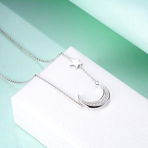SOULMEET Sterling Silver Moon Necklace Gifts for Birthday Long Distance Relationships, Women Jewelry Gifts for Mother's Day Christmas Friendship2