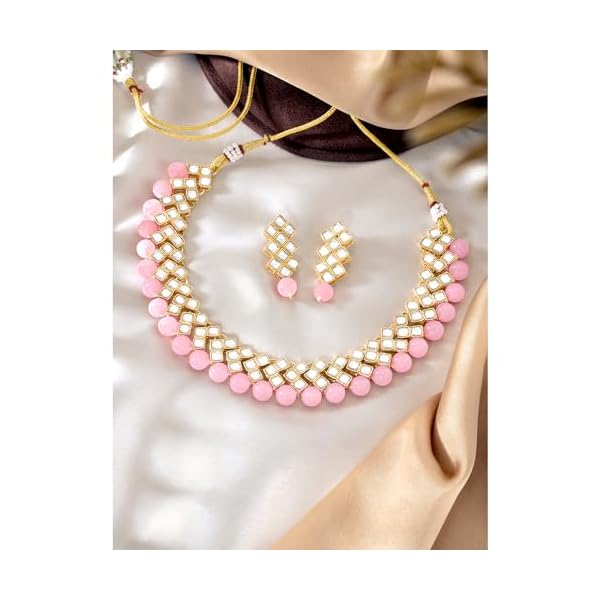 Peora Kundan Faux Pearl Necklace & Jewelry Set Gift for Women - Image 3