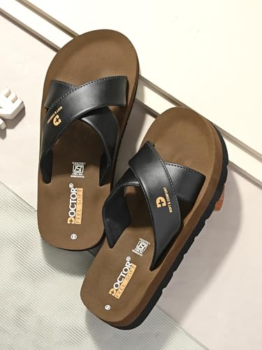 Image of DOCTOR Men Cross Strap Slippers | Soft Feel Comfort Casual Slides for Men | Lightweight Everyday Wear Open Toe Sandals