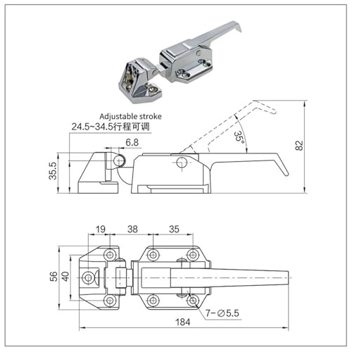 Serrure de porte réglable PL021-1K équipement industriel 1pc