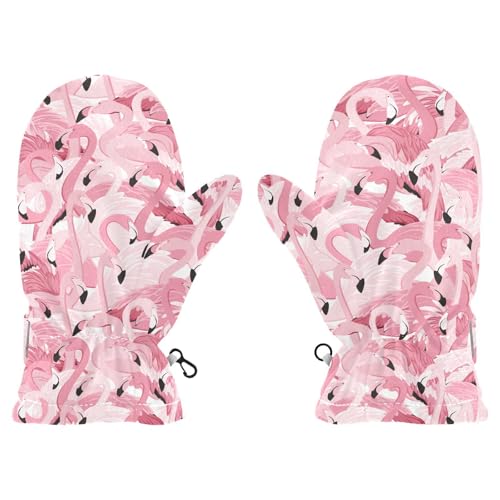 Kids Mittens Winter Fleece Gloves Toddler Warm Snow Gloves Flamingo for Girls Boys