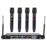 Citronic | Quad Wireless Microphone System with Tuneable UHF License Free Frequencies, Stage, Theatre, Performance | 4 x UHF wireless Handheld Microphones, Independent 7-band EQ for Each Channel - Image 2