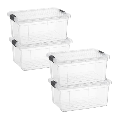 Image of Superio 21 Quart Clear Plastic Storage Boxes with Lids, Stackable Organizer Containers, BPA-Free Storage Bins for Home, Office, School & Dorm, 4 Pack