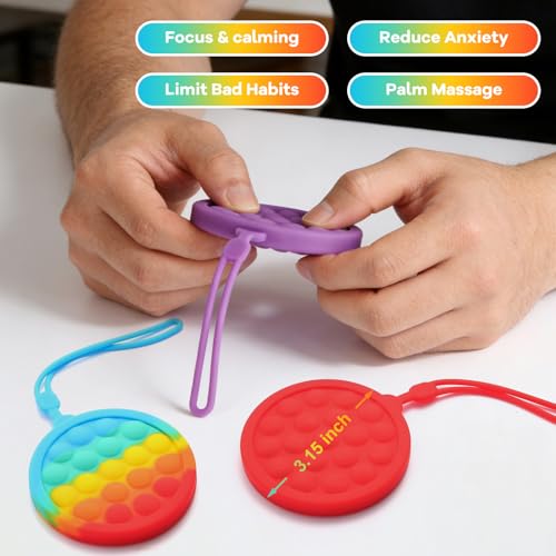 Instant Rebound Fidget Toy with Wrist Strap, No Flip Push Pop Sensory Toy, Continuous Press Bubble Toy for Kids and Adults, Silicone Stress Relief Toy, Keychain Fidget for Travel and School (Red) — view 4
