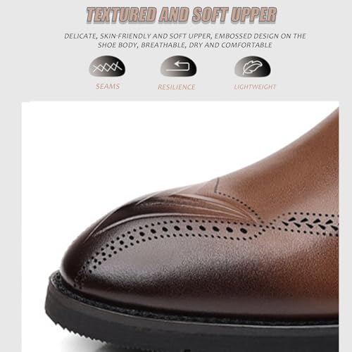 Men's Leather Brogue Oxford Shoes Classic Round Toe Block Heel Lace-Up Business Dress Shoes Retro Derby Oxford4