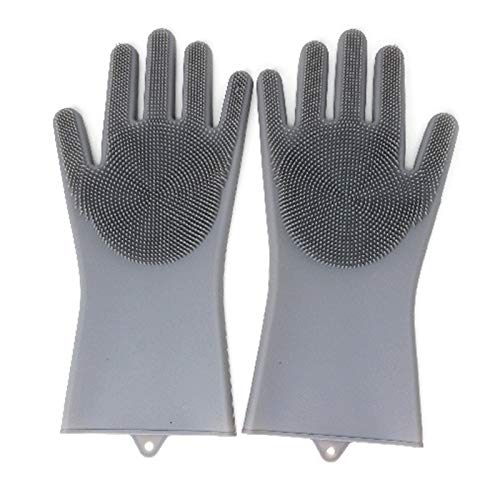 Preisvergleich Produktbild Premium Silikon Geschirrspülhandschuhe zum Geschirr Spülen (Grau)