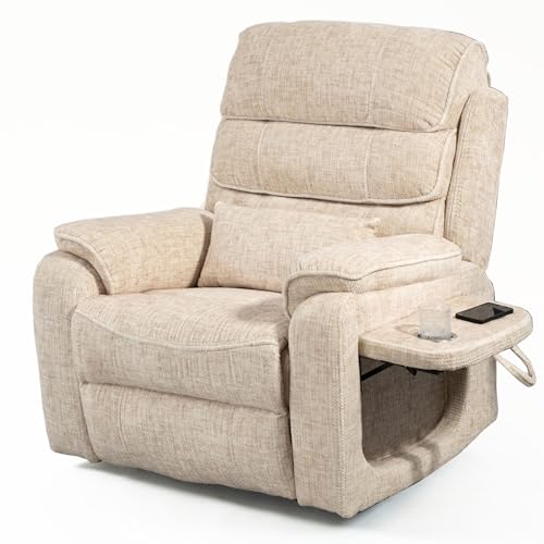 Image of Large Power Lift Recliner Chair for Adults Elderly, Dual Motor Electric Recliner 400LBS, Lay Flat Recliners with Folding Tablet, Wireless Charging, Extended Footrest, USB Ports
