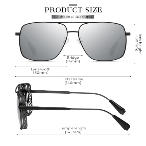 SIPLION Foxdon Polarized Driving Sunglasses Mens - Metal Frame Retro Square Sunglasse Premium Sun glasses2
