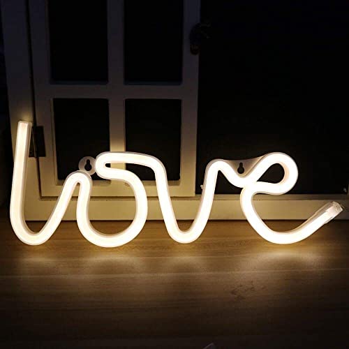 Image of Love Neon Signs Light LED Neon Art Decorative Lights Wall Decor for Bedroom, House, Bar, Pub, Hotel, Beach, Recreational (Yellow)