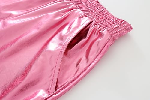 Image of Girls Metallic Shorts Sparkly Hot Festaval Outfit with Hear-Shaped Same Color Sunglasses