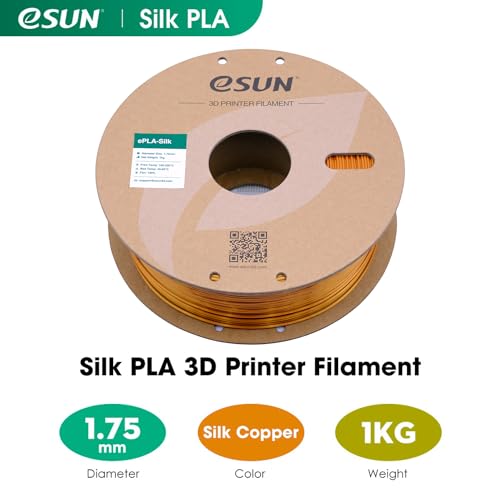 Image of eSUN Silk Metal PLA Filament 1.75mm, Silky Metallic 3D Printer Filament PLA, Dimensional Accuracy + /- 0.05mm, 1KG Spool (2.2 LBS) 3D Printing Filament for 3D Printers, Silk Copper