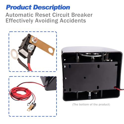 Electric Anchor Winch,Marine Anchor Winch Saltwater Boat Anchor Windlass Kit with Wireless Remote Control,Anchors Up to 45 LBS, Heavy Duty Towing Winches for Fishing Boat Pontoon Boat (45LBS, Black) - Thumbnail 7