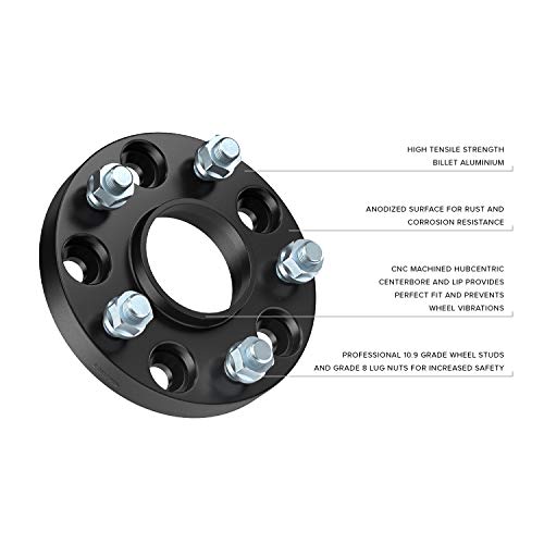 1 Inch 5X4.75 To 5X4.75 Hubcentric Wheel Spacers With Lip (70.5Mm Bore, Metric 12X1.5 Studs Nuts) Compatible With Chevy Blazer Camaro Corvette S10 Gmc S15 Jimmy - Black Adapters, Pack Of 2 #TOP1