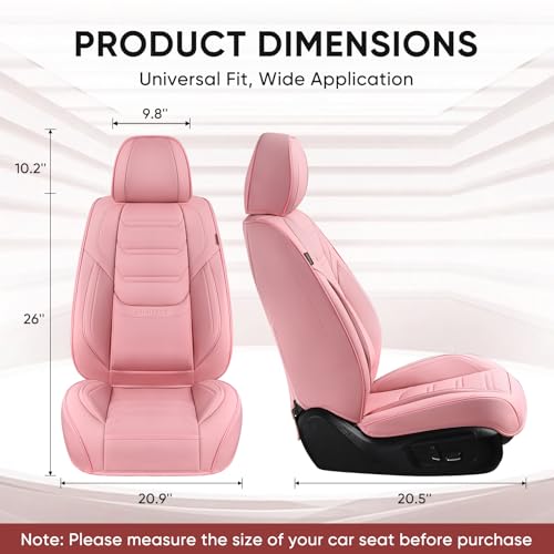 Image of TIEHESYT Pink Car Seat Covers Front Pair, Breathable Leather Automotive Front Seat Covers & Headrest, Auto Seat Cover, Compatible with Most Cars Sedans SUV Pickup Trucks