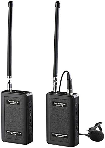 Saramonic SR-WM4C Professional 4-Channels VHF Lapel Mic System Wireless Lavalier Microphone (200' Range) for Canon Nikon Sony DSLR Camera Panasonic DV Camcorders Audio Recorder