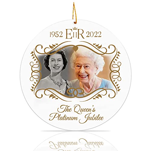 JUESMOS The Queen's Elizabeth Platinum Jubilee Christmas Ornaments 2022 Queen Elizabeth Souvenirs Elizabeth Memorabilia Ornaments for Christmas Tree British UK Memorial Gifts