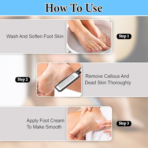 Image of GLUN Foot Grater Callus Remover Pedicure Tool, Stainless Pack of 1, Black Colour, Foot Callus Remover for Feet Care, Surgical Grade, Foot Scrubber Dead Skin Remover for Wet and Dry Foot