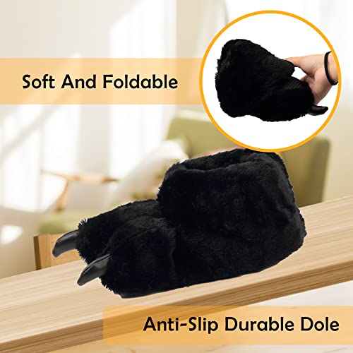 Image of Women Plush Animal Paw Slippers Funny Novelty Bear Claw Slippers Cozy Furry Warm Memory Foam Slippers Gifts for Halloween Christmas