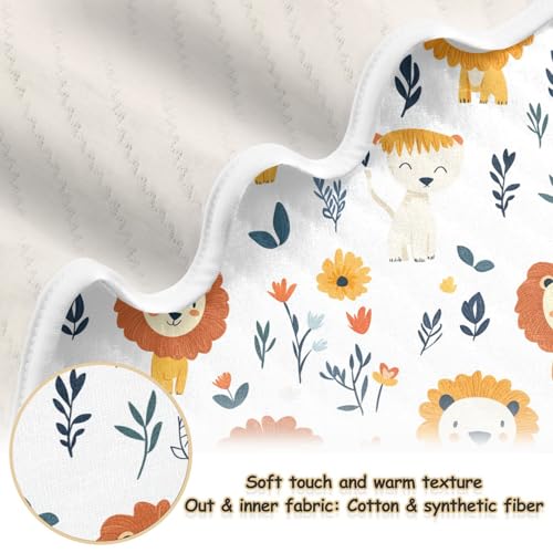 Image of Baby Swaddle Blanket for Baby Boy and Girl Soft Security Bed and Play Blanket for Nursery /Strolleoddler Bed /Car seat 30X40in Cartoon Sweet Lion White