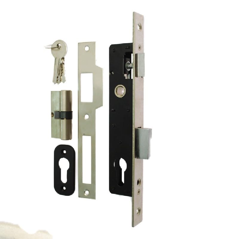 Gatemaster Narrow Latch Deadlock Mortice Gate Lock for 40 x 40mm+ Box Section, Includes 60mm Double Sided Eurocylinder & 3 Keys (NLD)
