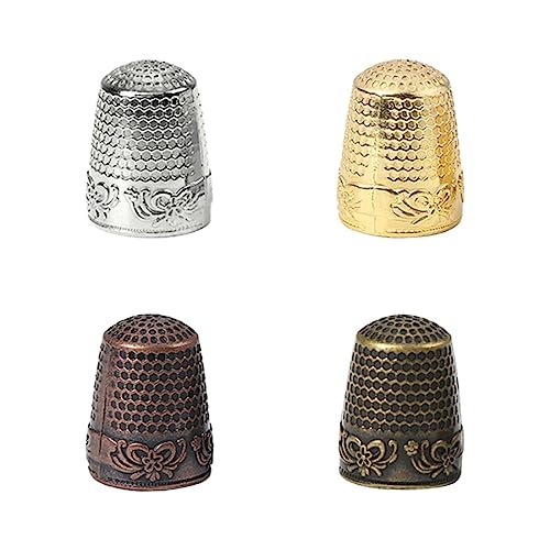 PLABBDPL Protection des Doigts en Métal, 4Pcs Dés à Coudre en Métal, Dé à Coudre Protection des Doigts en Métal, Accessoires De Couture, Bricolage Protecteur De Doigt De Couture, Doigt Dé à Coudre