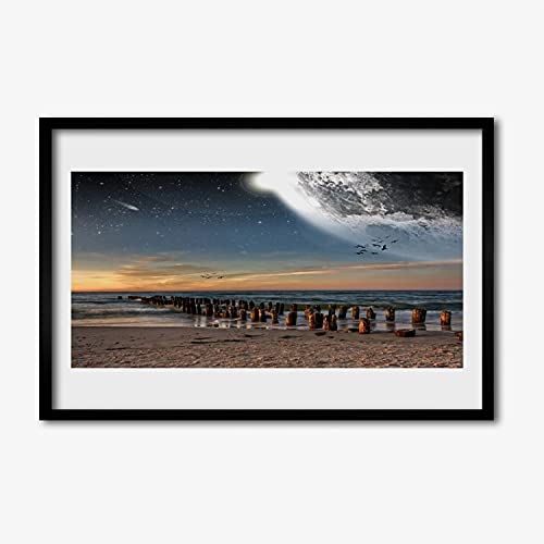 Affiche encadrée 60x40 cm ocean beach avec cadre mdf pour decoration murale tulup