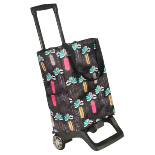 Vzck ショッピングカート 買い物カート 折りたたみ 静音2輪キャスター 大容量 サブバッグ付き 買い物バッグ スーパー アウトドア 家庭用 コンパクト収納 ポケット付き 飛び出し防止 プレゼント 防塵 保冷対応 軽量 台車 家庭用 (ブラック,L)