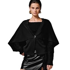 URBAN REVIVO Womens Oversized Cape Coat Batwing Sleeve Cardigan Open Front Poncho Sweater Fall Winter Knitted Shawl Wrap