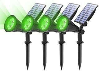 T-SUN (4 Pack&250 Lumens) LED Solar Spotlights, 4 LEDs Waterproof Outdoor Security Garden Landscape Lamps, 180 Angle Adjustable for Tree, Patio, Yard, Driveway, Stairs, Pool Area.