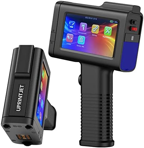 UPRINTJET Handheld Inkjet Printer BT-HH6105B2 with Photoelectric Sensor Inkjet Coder Quick-Drying Ink for Barcode QRcode Batch Number Logo Date Label Marker Handheld Printer for Almost Any Surface