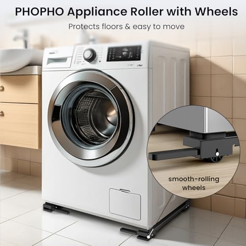 Appliance Slider Heavy Duty with Wheels, Adjustable Appliance Roller Base Max 32", Lockable Furniture Mover for Hardwood Floors, Easy Move for Refrigerator, Dryer, Dishwasher, Washing Machine (Black) by PHOPHO - Image 5