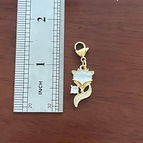 AMOBESTER Gold Plated Fox Clip on Charms with Moon Stone Rhinestone Clasp on European Pendant Charms for Necklace Bracelet DIY Jewelry Making image 5