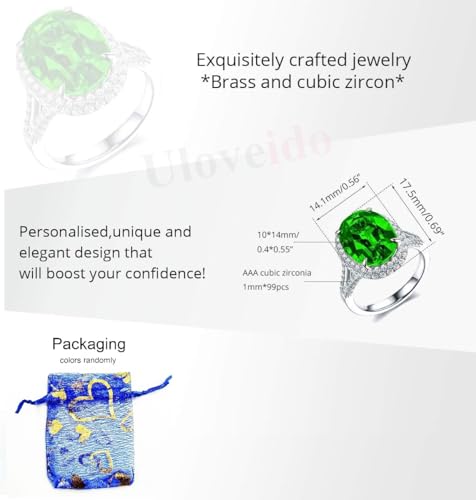 Large Oval Cubic Zirconia Solitaire Ring for Women, Adjustable Open Band Engagement Wedding Anniversary Ring, Elegant Zirconia Statement Ring4