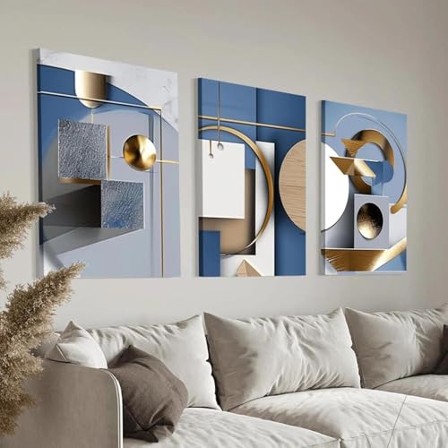 Œuvres d'art 60 x 90 cm x 3 sans cadre triptyque géométrique moderne