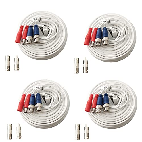 Yuarisx 4 Pack 100ft All-in-One Video Power Cables, Security Camera Cable BNC Extension Surveillance Wire Cord for CCTV Security DVR System Installation