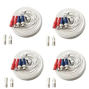 Yuarise 4 Pack 100ft All-in-One Video Power Cables, Security Camera Cable BNC Extension Surveillance Wire Cord for CCTV Security DVR System Installation